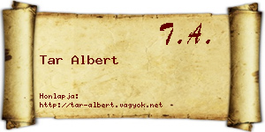 Tar Albert névjegykártya